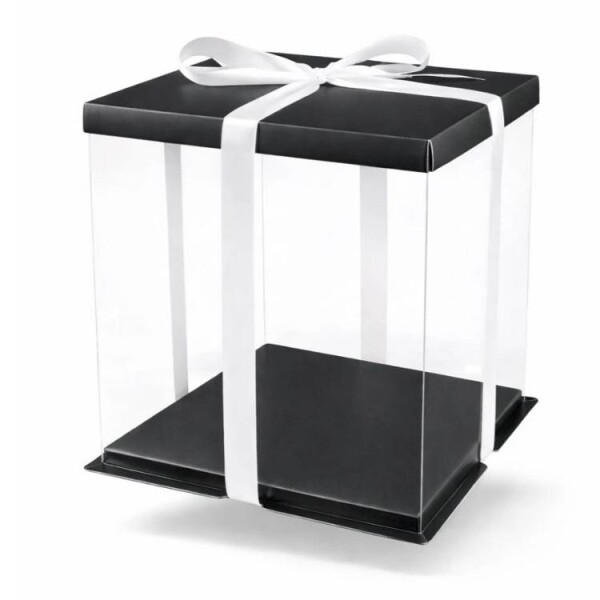 Cake Star Cake Star 4Cake Plastový hranatý box na dorty černý bez stuhy (26 x 26 x 31 cm)