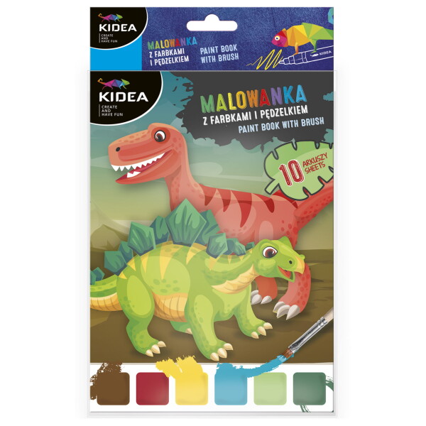 Kidea Kidea, MFPDKA, omalovánky s barvami a štětcem, dinosauři