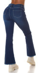 Sexy tmavý denim použitý vzhled flarred Jeans denimblue