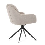 Židle jídelní, 180° otočný mechanismus, šedá voděodolná látka, černý kov