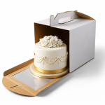 Cake star dortová krabice pevná bílá s okénkem (25,4 x 25,4 x 25,4 cm)