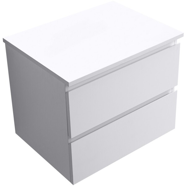 CERANO - Koupelnová skříňka Carole + deska pod umyvadlo Navira Slim - 18 mm - bílá matná - 60x49,8x46 CER-476291