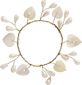 Dekorace/kroužek na ubrousky Ib Laursen P.4,5 cm - Ib Laursen Dekorativní mini věneček Heart Beads Ø 4,5 cm, bílá barva, kov, plast