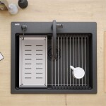 Quadron - Granitový dřez KURT 110 WORKSTATION Black Dotted ZLE-09010