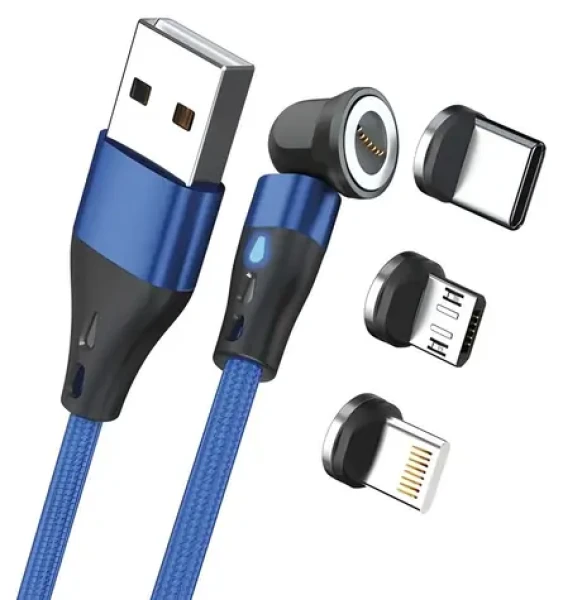 RealPower MagneticCharge3 modrá / Magnetický nabíjecí kabel / USB-A / 3 A / 1 m / 6 adaptérů (439638)