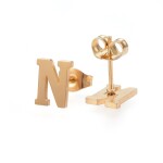 Sada přívěsku a náušnic z nerezové oceli - písmeno - zlatá - 20 ~ 23 mm x 13 ~ 19 mm - 1 ks Písmena: E