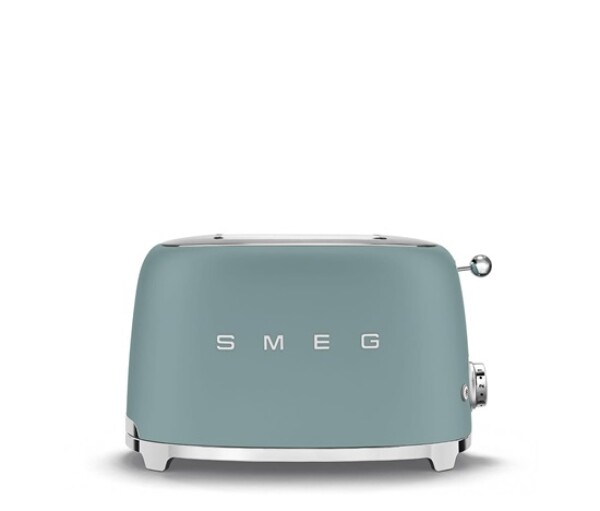 Smeg TSF01EGMEU toustovač / topinkovač, 2 toasty, 6 úrovní opékání, zásuvka na drobky, styl. 50. let, smaragdově zelená