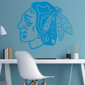 Samolepka Hokejový tým Chicago Blackhawks Barva: modrá, Velikost: 80 x 69 cm