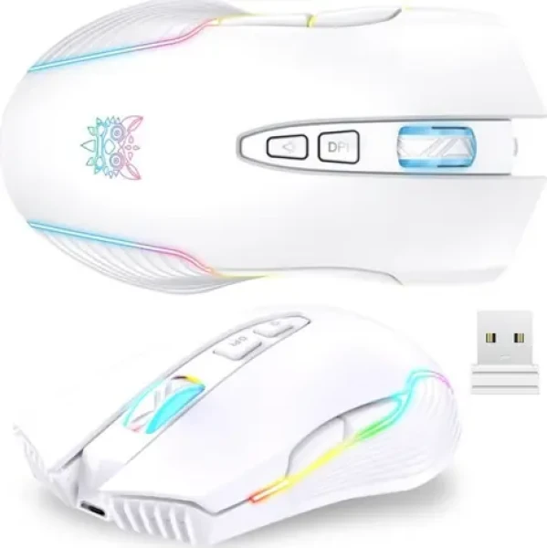 ONIKUMA CW905 bílá / Bezdrátová herní myš / USB / 7 tlačítek / RGB / 3600 DPI (CW905W Wireless)