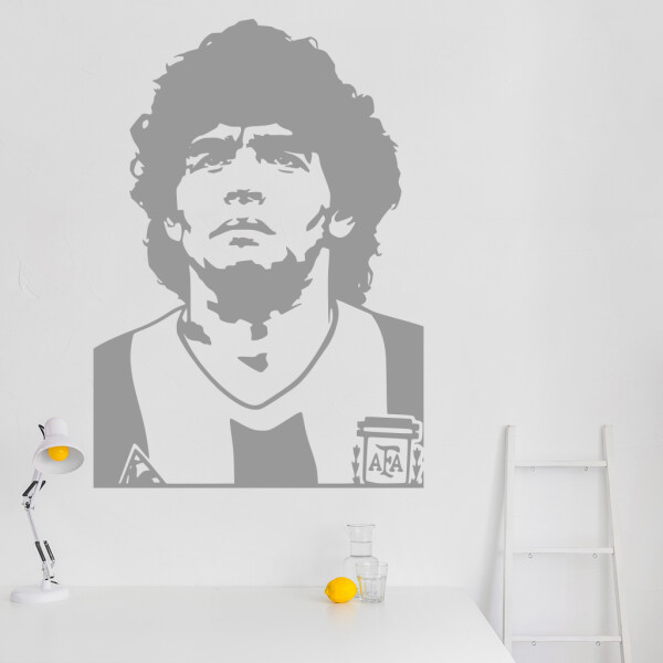 Samolepka Diego Maradona Barva: šedá, Velikost: 60 x 42 cm