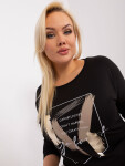 Černá dámská halenka plus size s 3/4 rukávem