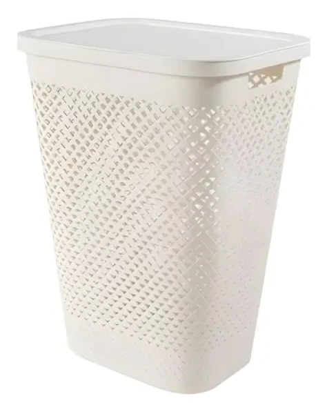 CURVER Koš na prádlo PURE krémový / 55 l / Výklopné víko / Recyklovaný plast (249816)