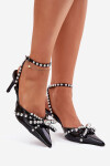 Zdobené Lakované Lodičky S Odkrytou Patou Černé Redaine 38