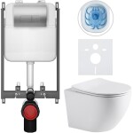 CERANO - Kompletní WC set Basic/Cesso - bílá matná - WC tlačítko Modulo/Stříbrná - pro zazdění - 49x36 CER-8050BD86281