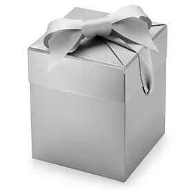 25 x Skládací box se saténovou mašlí, stříbrný