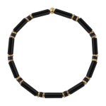 Luxusní pánský náramek Antonio Gold - onyx, zlatý hematit, Černá 20 cm