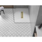 MEXEN/S - Toro obdélníková sprchová vanička SMC 140 x 70, bílá, mřížka zlatá 43107014-G