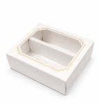 Cake star Krabička na makronky bílá se zlatým rámečkem 15,5x12,5x5,2 cm (na 10 kusů)