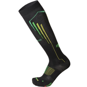 Běžecké kompresní podkolenky Mico LIGHT W. COMPRESSION RUN LONG SOCKS - černá/zelená Velikost textilu: S
