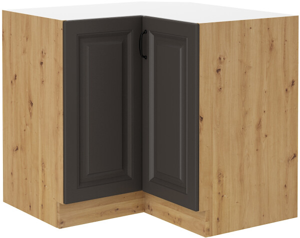 Spodní rohová skříňka Stilo 90x90 ND 2F BB Barva korpusu: Dub artisan, Barva dvířek: Grafit