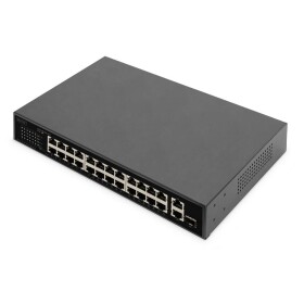 Digitus DN-95356 síťový switch, 16 + 2 porty, 10 / 100 MBit/s, funkce PoE