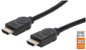 Manhattan Premium HDMI kabel černá / HDMI kabel / HDMI (M) - HDMI (M) / 1 m / 4K 60Hz / 18 Gbit/s / Ethernet / ARC (354837)