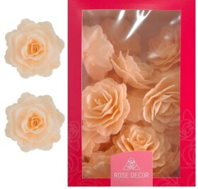 Dekorace oplatková - Růže velká 55 mm, krémová, 15 ks