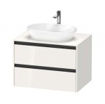 DURAVIT - Ketho.2 Umyvadlová skříňka s výřezem 57x80x55 cm, 2 zásuvky, lesklá bílá K24895022220000
