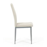 Židle jídelní, krémová látka, šedé kovové nohy