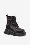 Dívčí členkové boty s teplou podšívkou s ozdobou LOVE Černé Rosaira 26