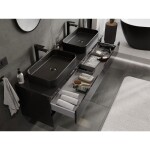 MEXEN/S - Orio koupelnová skříňka pod umyvadlo 160 cm s deskou, 2 zásuvky, černá lesk 91A10-16047-2-BFFC70