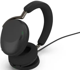 Jabra Evolve3 85 UC USB-A černá + nabíjecí podložka / bezdrátová sluchátka / mikrofon / ANC / USB-A + Bluetooth (38599-989-989)