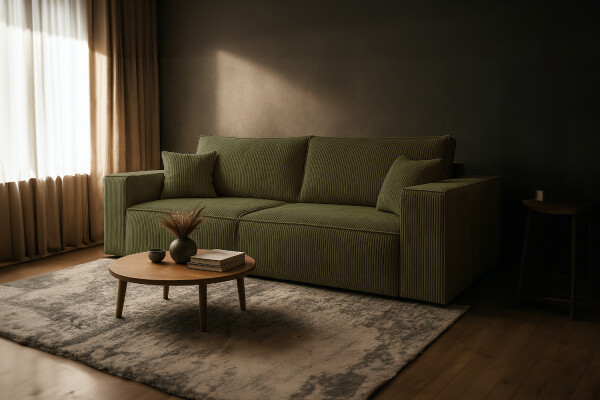 FRONTI Pohovka FIERRO - olivová - manšestr - LINCOLN 37 22655