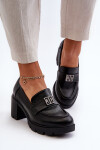 Dámské polobotky na robustním podpatku s ozdobou Černé Ranunca 41