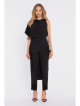 M907 Asymetrický overal s pláštěm a zvýrazněným pasem - černý EU M
