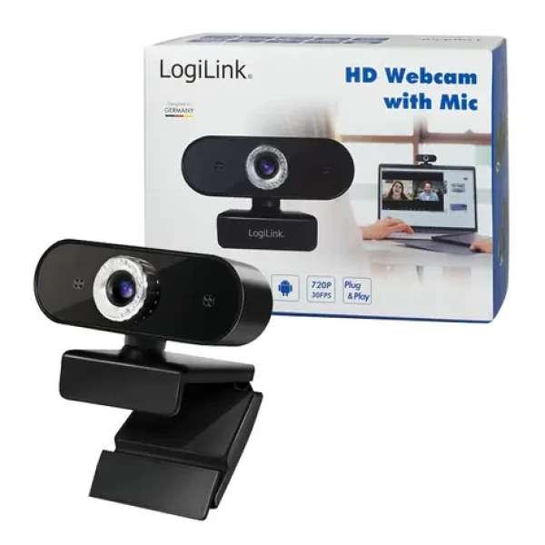 LogiLink HD Webcam černá / Webkamera / 1280x720 / 720p / 30 fps / Mikrofon / USB (UA0368)