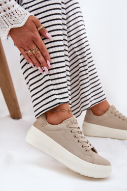 Dámské Textilní Tenisky Na Platformě Big Star RR274465 Béžové 36