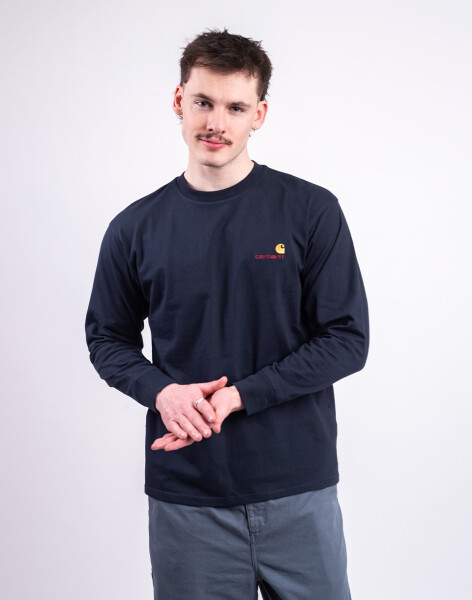 Tričko Carhartt WIP L/S American Script T-Shirt Deep Night