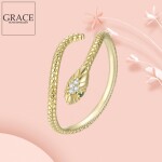 Stříbrný prsten Graceful Snake Gold, stříbro 925/1000, had, nastavitelná Zlatá