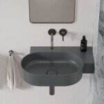 OMNIRES - OVO M+ umyvadlo na desku/závěsné - pravé, 64 x 44 cm, ash grey mat; OVO645UWPAG