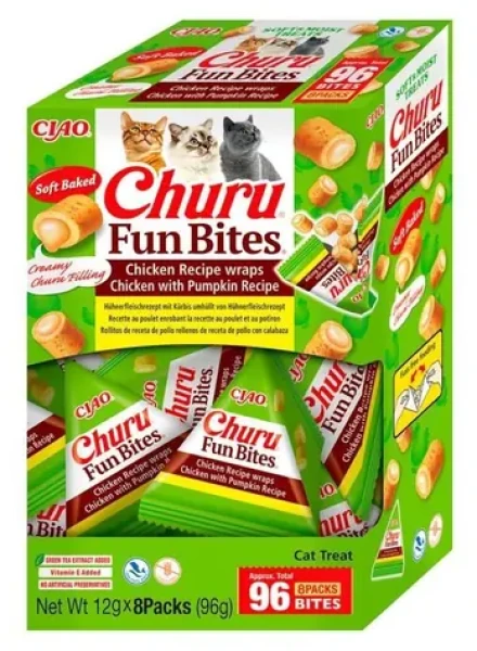 Inaba Churu Fun Bites kuře a dýně 96 g / Pamlsky pro kočky / bez obilovin (356939)