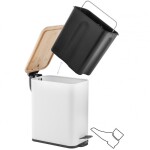 Erga Moby, obdélníkový odpadkový koš 5l na postavení, Soft-Close zavírání, bílá matná-přírodní hnědá, ERG-YKA-CH.MOBY-5-WHT