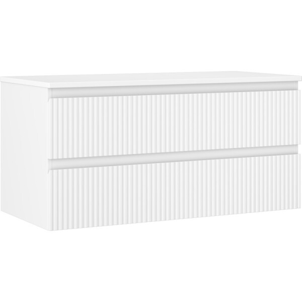 MEXEN/S - Rivel koupelnová skříňka pod umyvadlo 100 cm s deskou, 2 zásuvky, reliéf , bílá mat 91A20-10047-2-BFFC01