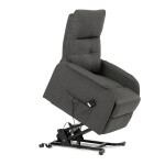 Křeslo polohovací, eletrické, šedá látka.