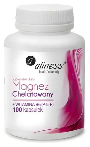 Aliness Chelated Magnesium 650 mg + B6 / Doplněk stravy / 100 kapslí / bez lepku / bez cukru