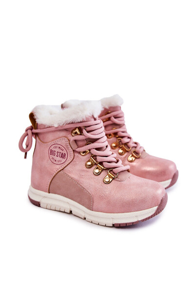 Dětské zateplené kozačky na zip Big Star KK374177 Růžove 34