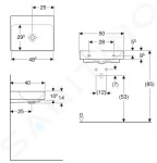 GEBERIT - ONE Umyvadlo 500x400x140 mm, bez přepadu, bez otvoru pro baterii, KeraTect, bílá 505.021.01.6