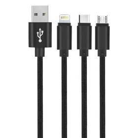 Setty GSM043225 3v1 USB 2.0 (M) - USB-C/MicroUSB/Lighting (M) černá / datový kabel / 1m (GSM043225)