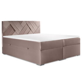Čalouněná postel Fatima 140x200, šedá, vč. matrace a topperu