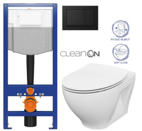 CERSANIT předstěnový instalační systém s černým tlačítkem K97-0574 + WC CERSANIT CLEANON MODUO + SEDÁTKO K97-526 0574 MO1